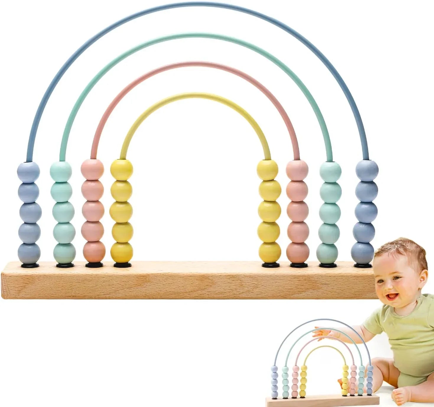 RegenboogTelraam™ – Montessori Kleurrijk Houten Telraam