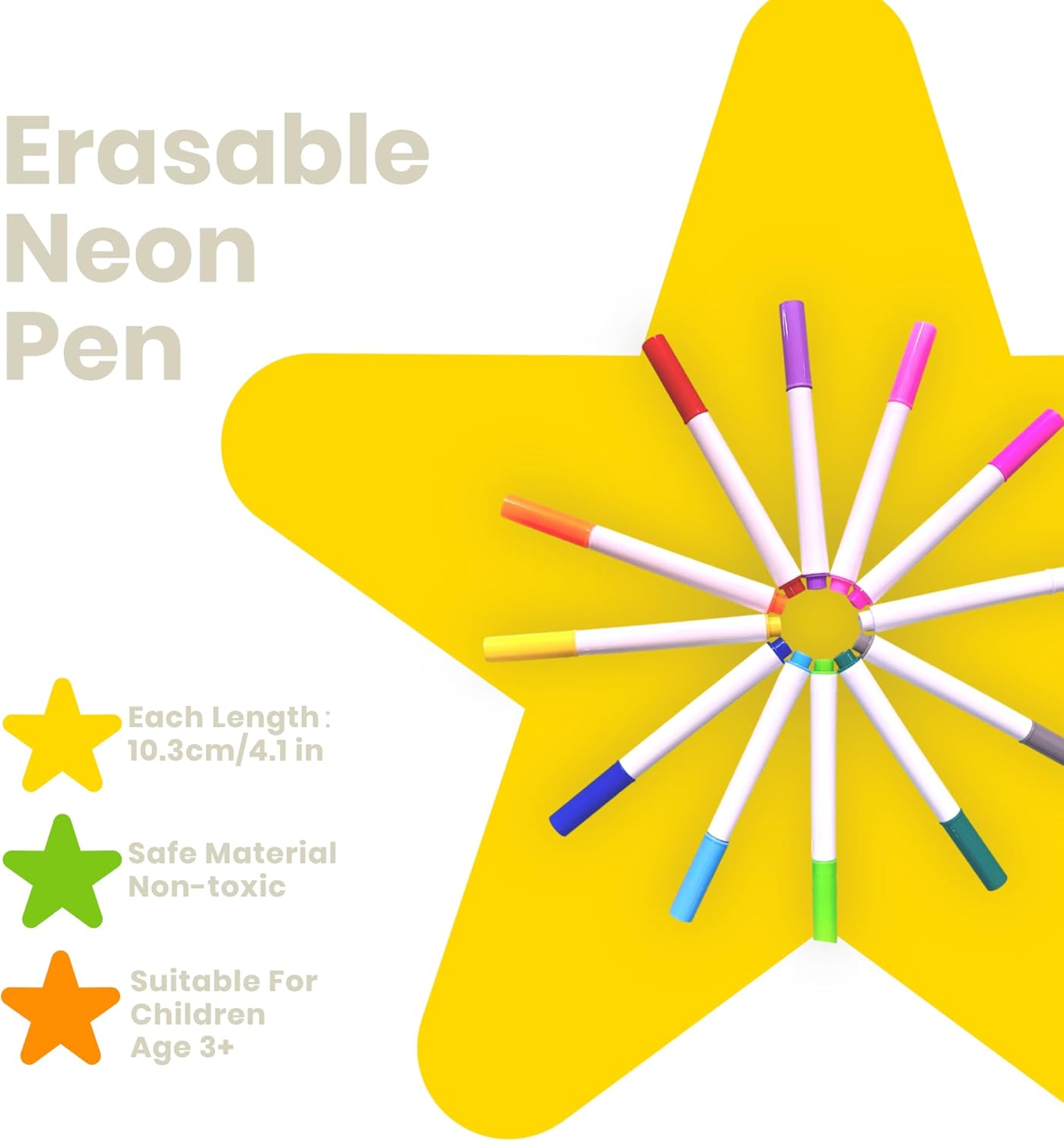 Milo & Moon - Neon Markers – Set van 12 Stuks