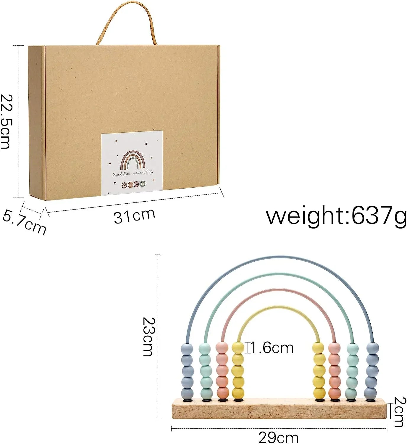 RegenboogTelraam™ – Montessori Kleurrijk Houten Telraam