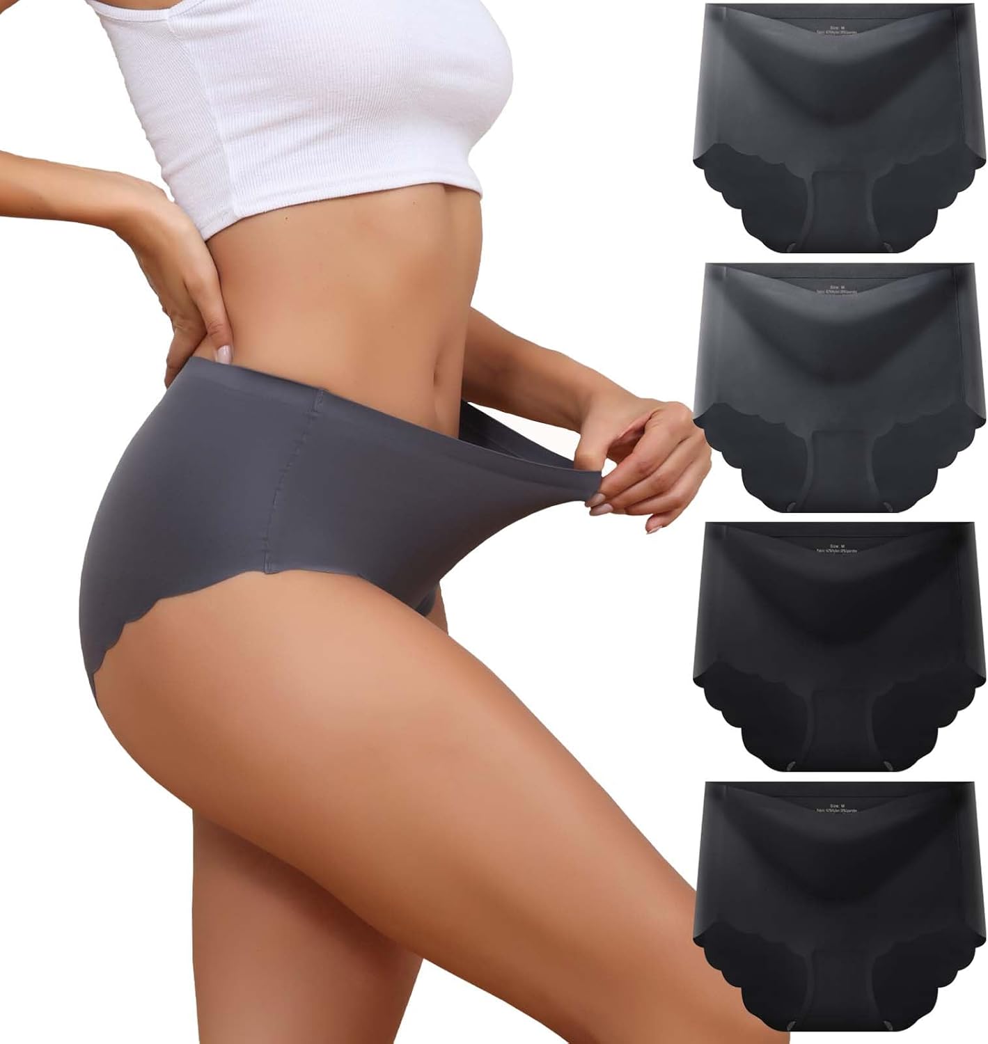 ComfyCurve™ – 4-pack Naadloos Damesondergoed, Hoge Taille, Comfortabel en Vormgevend