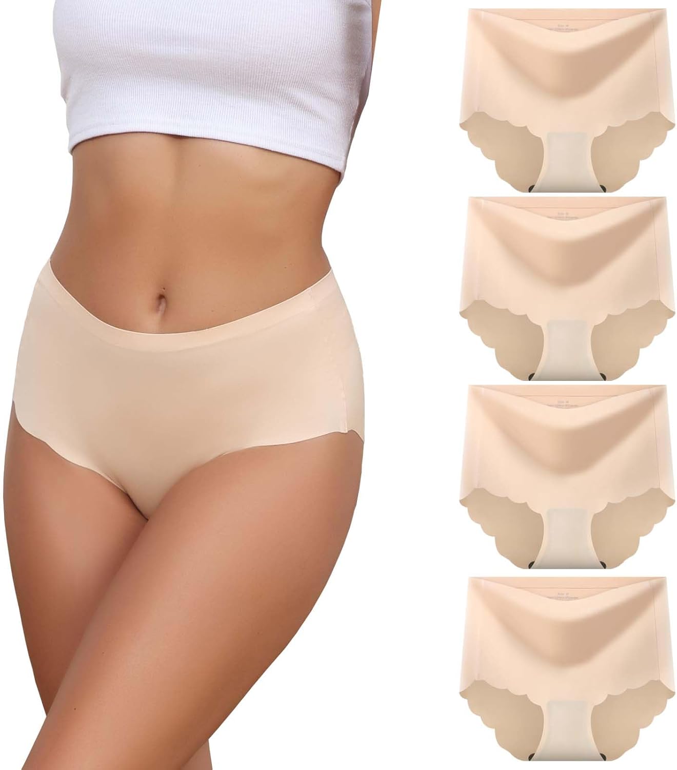 ComfyCurve™ – 4-pack Naadloos Damesondergoed, Hoge Taille, Comfortabel en Vormgevend