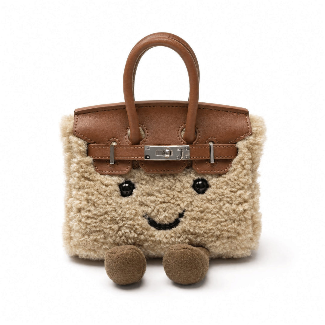 CozyPurse – Bolsito de Peluche con Carita en Tonos Naturales