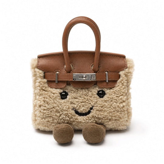 CozyPurse – Bolsito de Peluche con Carita en Tonos Naturales