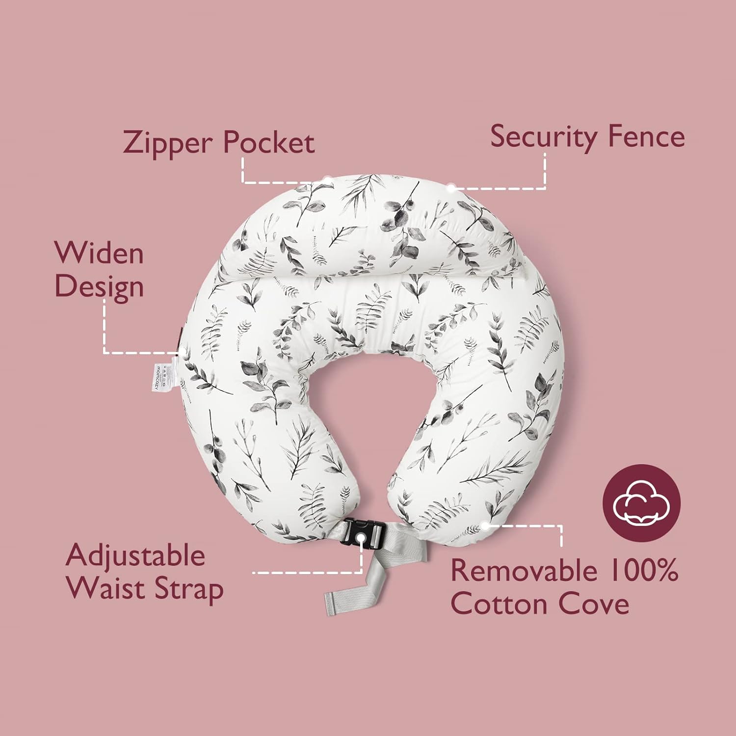 CuddleNest™ – Verstelbaar Voedingskussen met Tailleband – Comfortabele Ondersteuning voor Moeders