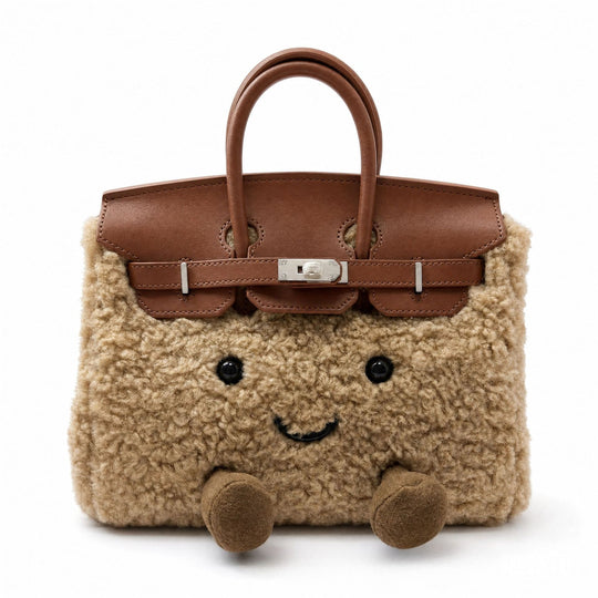 CozyPurse – Bolsito de Peluche con Carita en Tonos Naturales