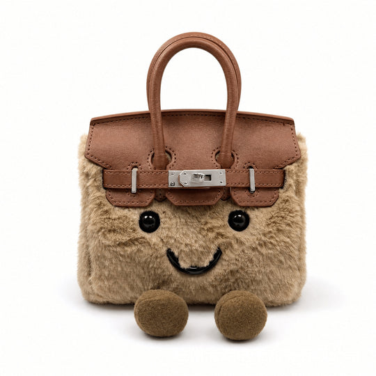 CozyPurse – Bolsito de Peluche con Carita en Tonos Naturales