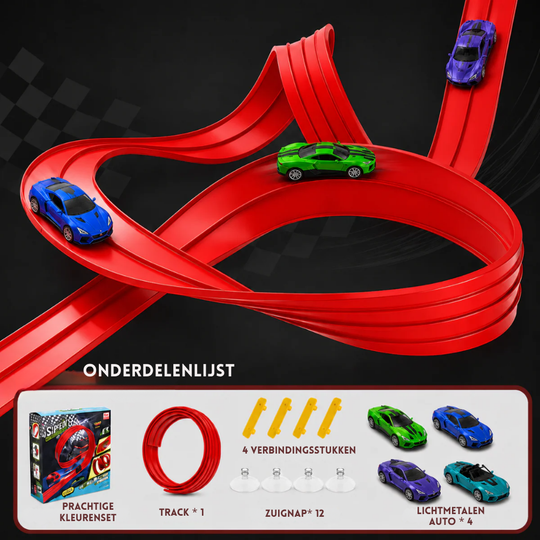 RaceRoll – Flexibele Racebaan met Push-and-Go Autootjes – Speelgoed
