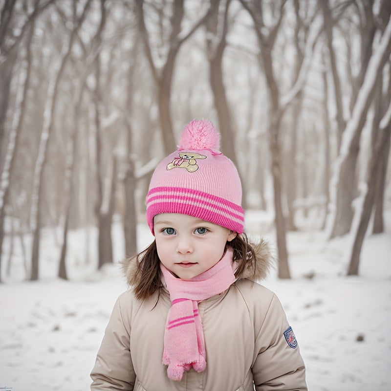 BearCozy™ – Meisjes 3-delige Winter Set – Sjaal, Muts & Handschoenen