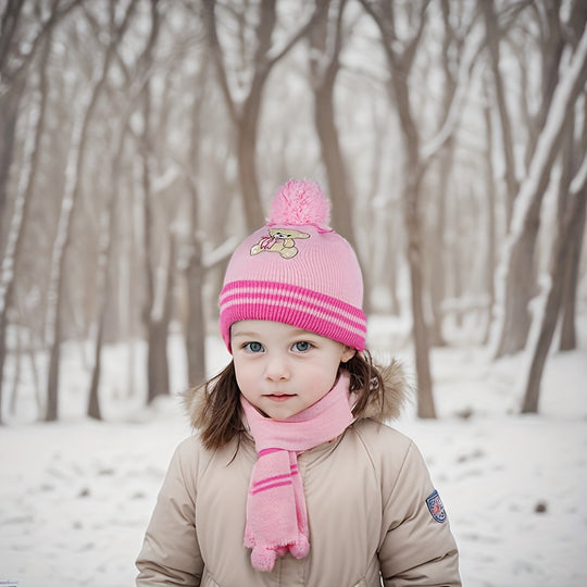BearCozy™ – Meisjes 3-delige Winter Set – Sjaal, Muts & Handschoenen