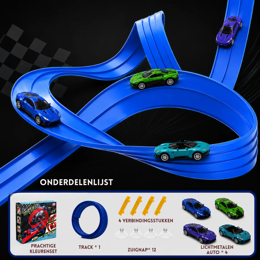 RaceRoll – Flexibele Racebaan met Push-and-Go Autootjes – Speelgoed