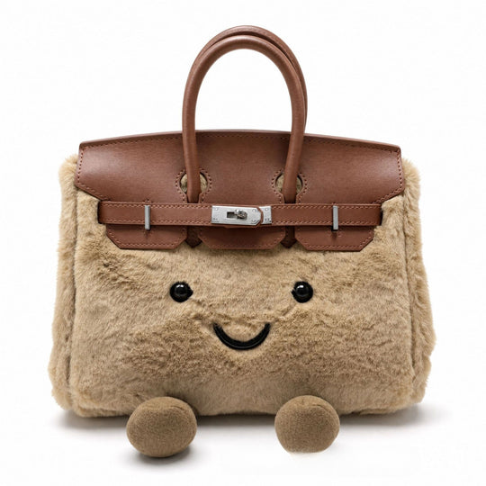 CozyPurse – Bolsito de Peluche con Carita en Tonos Naturales