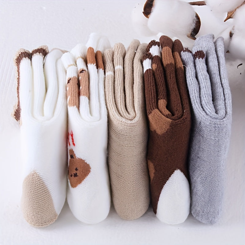 BearCharm™ – 5-Pack Meisjes Wintersokken Set – Warme Dikke Sokken