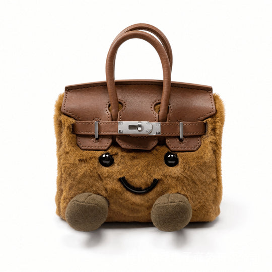 CozyPurse – Bolsito de Peluche con Carita en Tonos Naturales