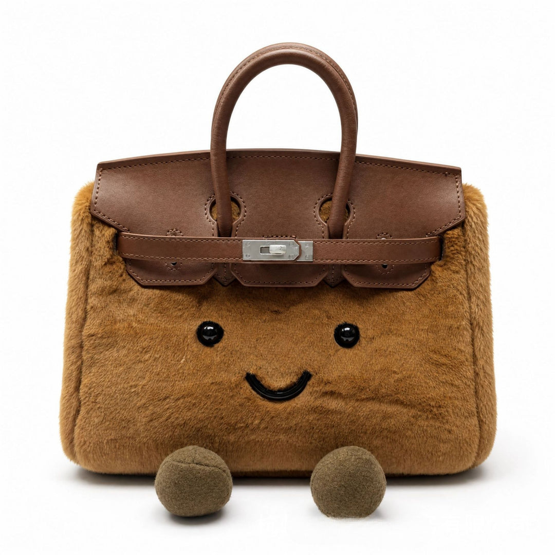 CozyPurse – Bolsito de Peluche con Carita en Tonos Naturales