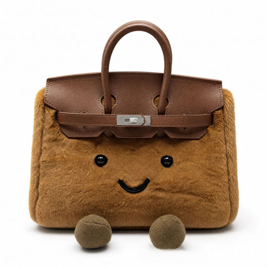 CozyPurse – Bolsito de Peluche con Carita en Tonos Naturales