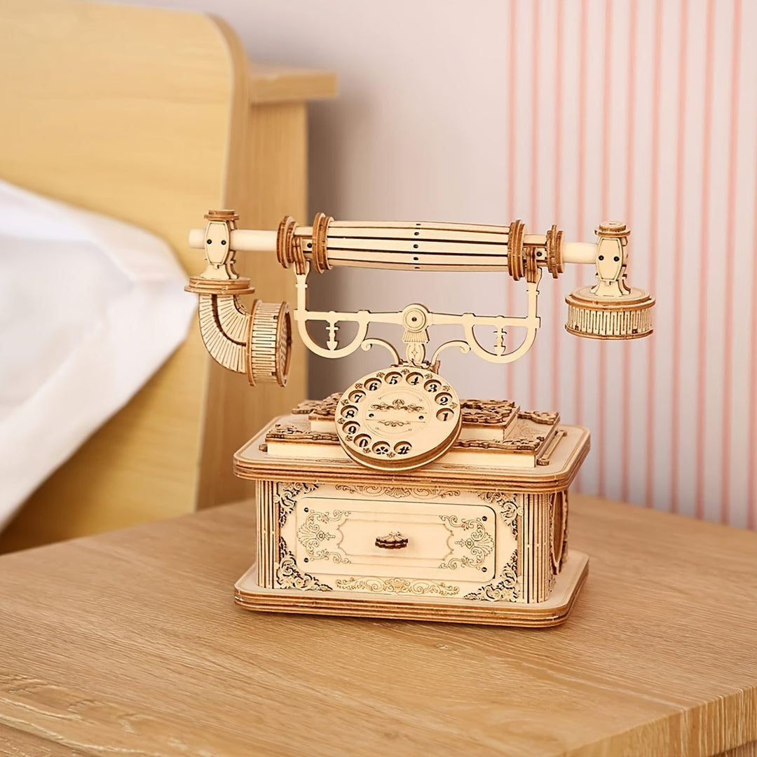 EuroDial™ – Vintage Europese 3D Houten Telefoon Puzzel