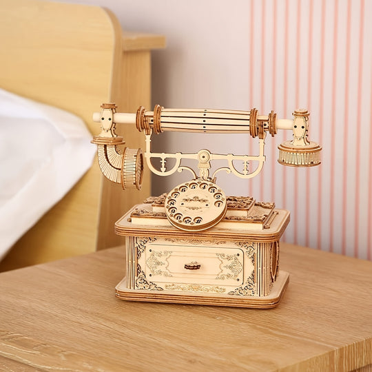 EuroDial™ – Vintage Europese 3D Houten Telefoon Puzzel