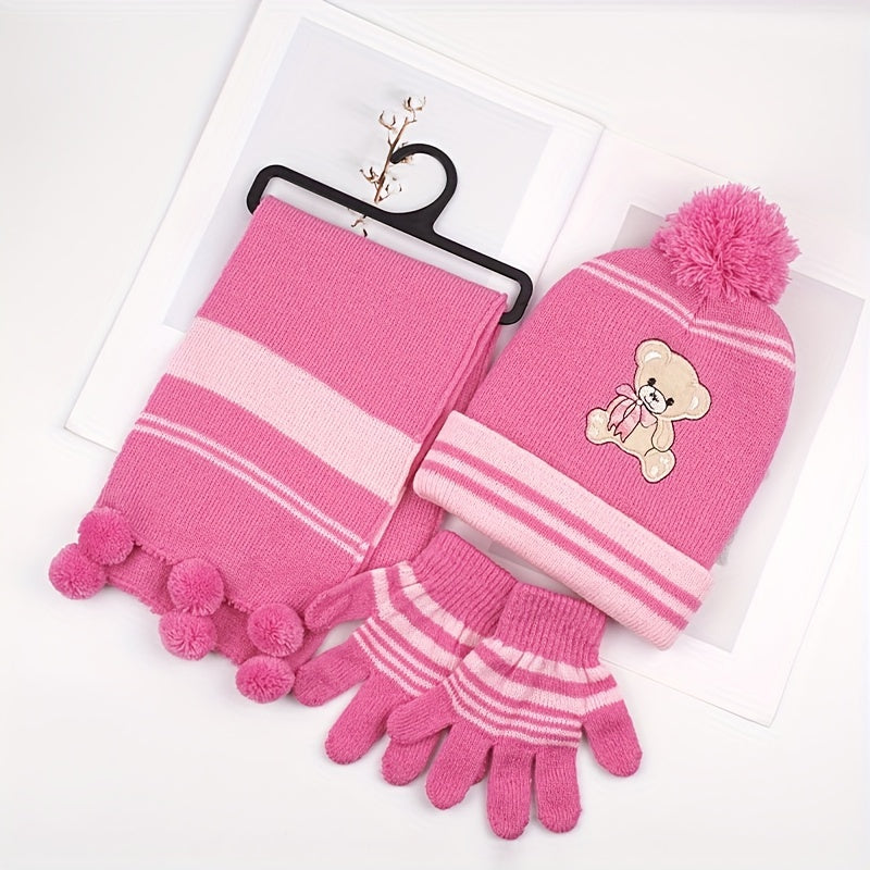BearCozy™ – Meisjes 3-delige Winter Set – Sjaal, Muts & Handschoenen