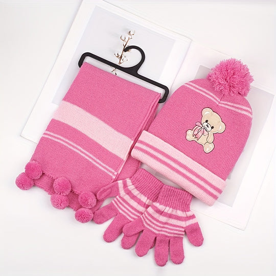 BearCozy™ – Meisjes 3-delige Winter Set – Sjaal, Muts & Handschoenen