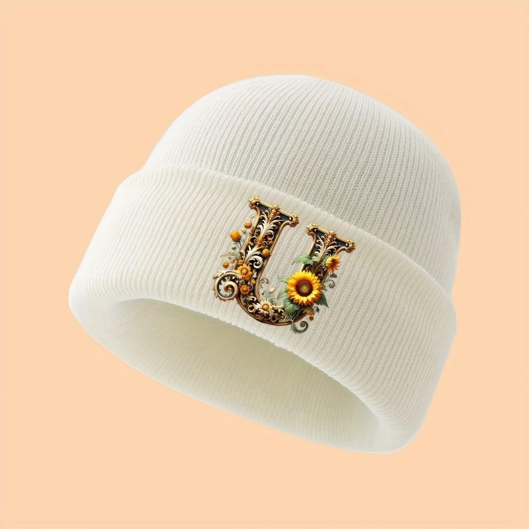 GoldenLetter™ – Meisjes Initialen Muts – Zacht & Winter Warm