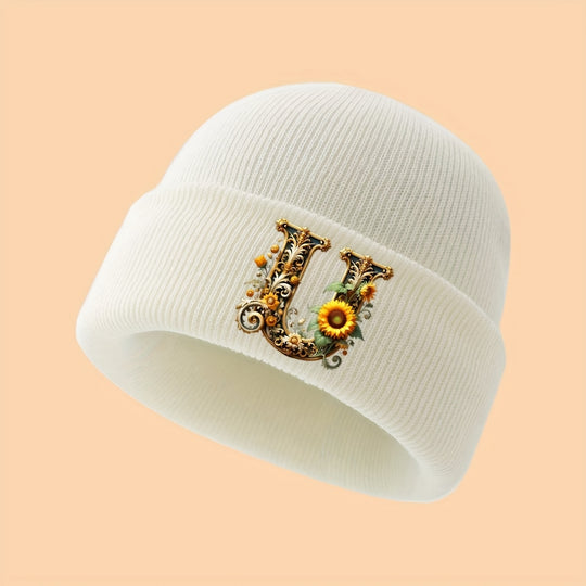 GoldenLetter™ – Meisjes Initialen Muts – Zacht & Winter Warm