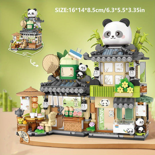 PandaBearCity™ – Mini Bouwstenen Set – Panda Teahouse & Bear Café