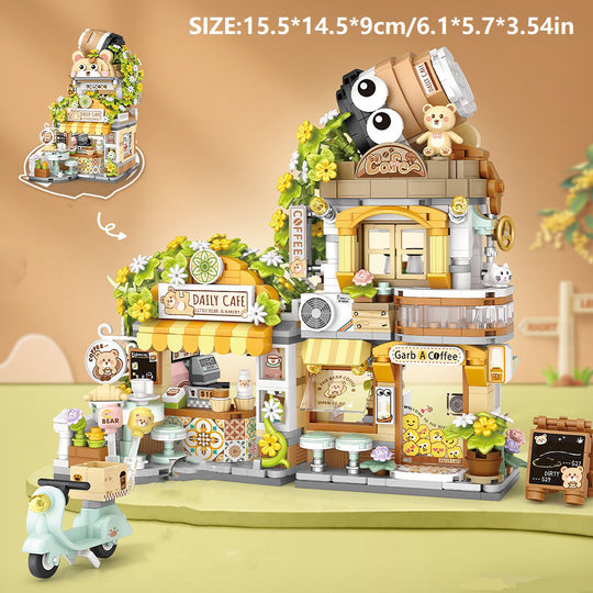 PandaBearCity™ – Mini Bouwstenen Set – Panda Teahouse & Bear Café