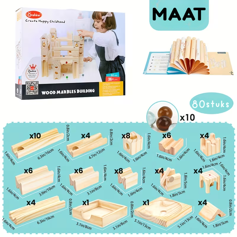 MarbleRun™ – 60/80-delig Houten Knikkerbaan Set