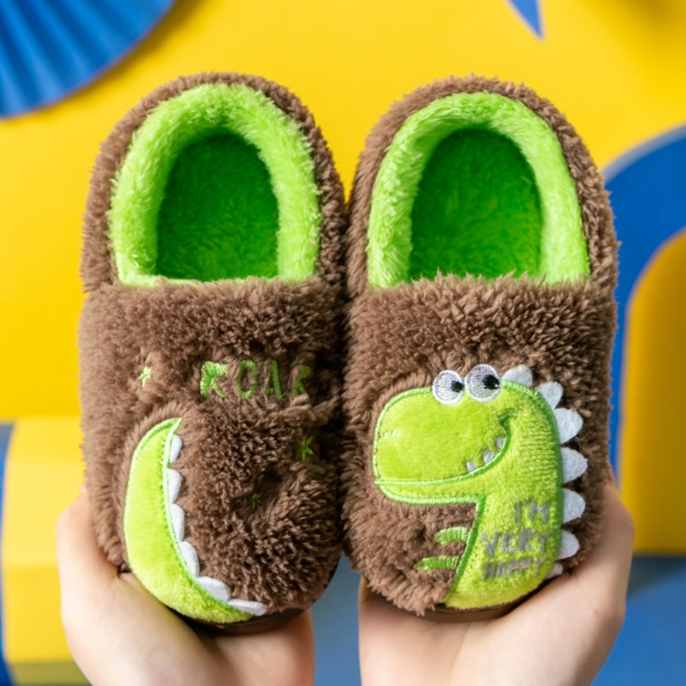 DinoHops – Pluche Kinderpantoffels met Vrolijke Dinofiguren
