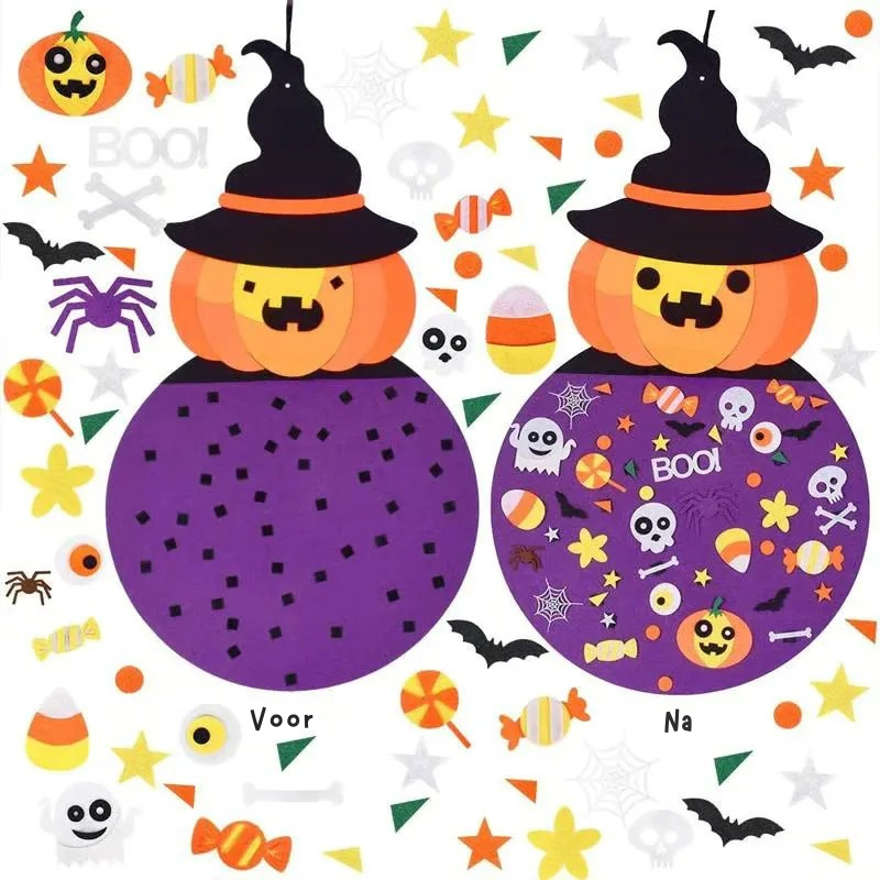 PumpkinPlay™ – DIY Halloween Pompoen Knutselset – Educatief Peuterspeelgoed in Vilt