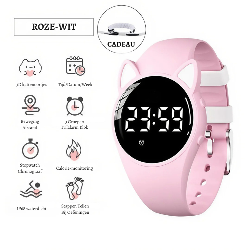 TimeBuddy™ – Schattig Unisex Sporthorloge – Waterdichte Digitale Fitness Tracker