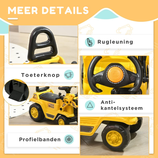 RideDig Pro™ Kinder Graafmachine Tractor – 3-in-1 Ride-On Voertuig met Opbergruimte & Werkende Emmer (Leeftijd 3+)