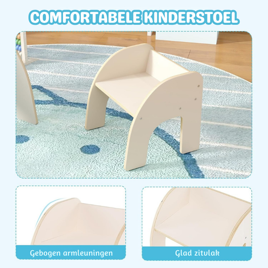 MiniCurve™ Montessori Houten Kinder Tafelset – Compacte Speeltafel met Stoel (3 jaar+)