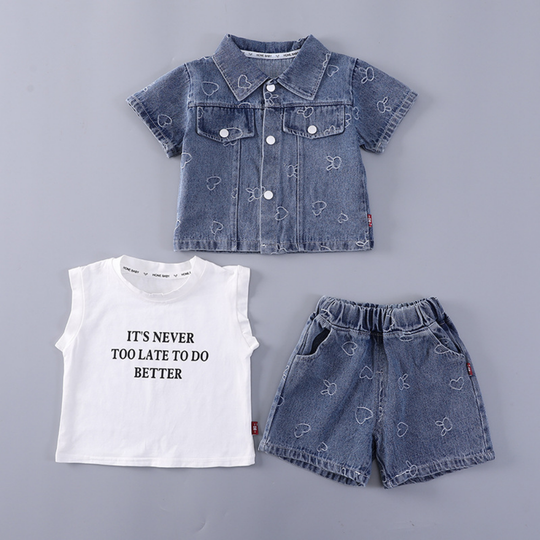 HeartDenim – 3-delige Denim Kledingset voor Kinderen