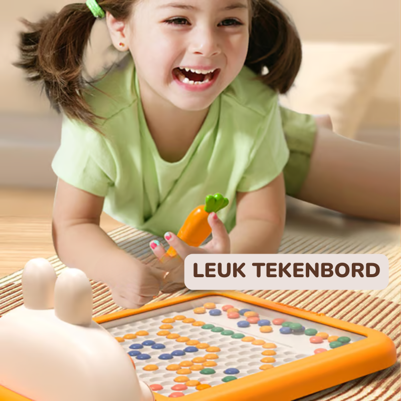 MagniBunny™ – Montessori Magnetisch Dot Art Tekenbord – Creatief Speelgoed met Wortelpen