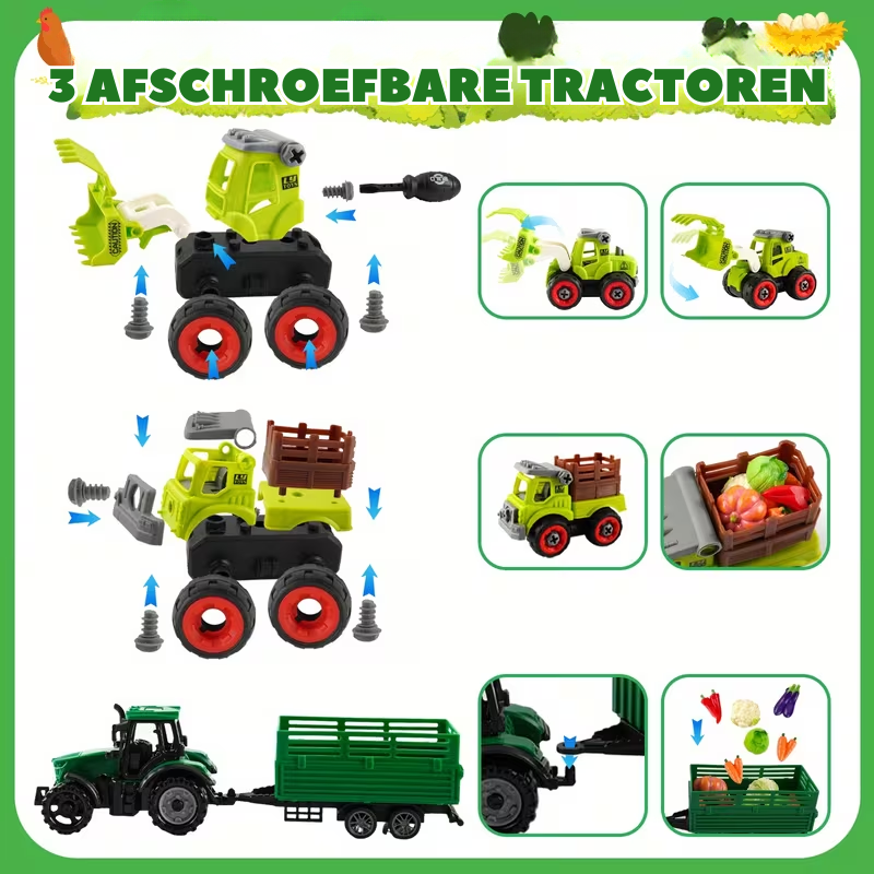 FarmFun™ – Sensorisch Boerderij Speelset – DIY Zandbak Speelgoed met Tractor & Dieren