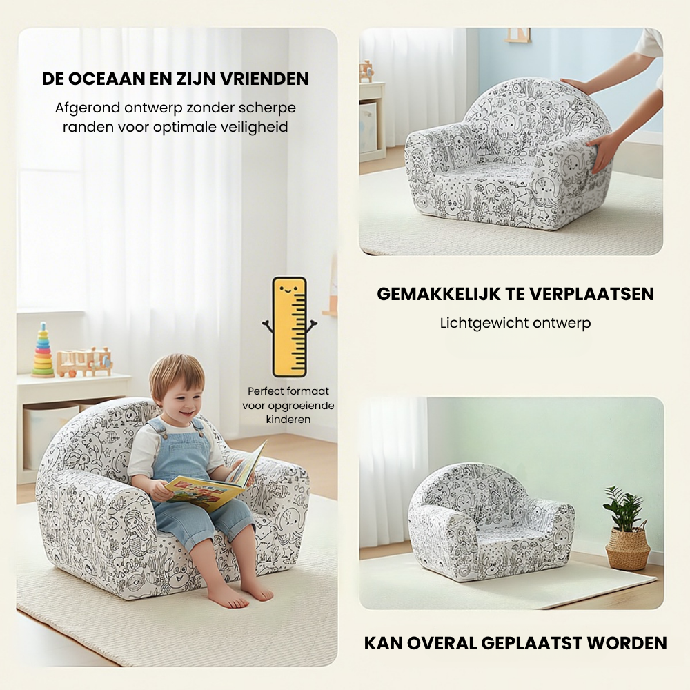 ColorCouch – Inkleurbare Kinderbank met Wasbare Hoes