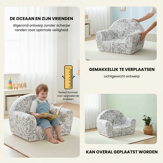 ColorCouch – Inkleurbare Kinderbank met Wasbare Hoes