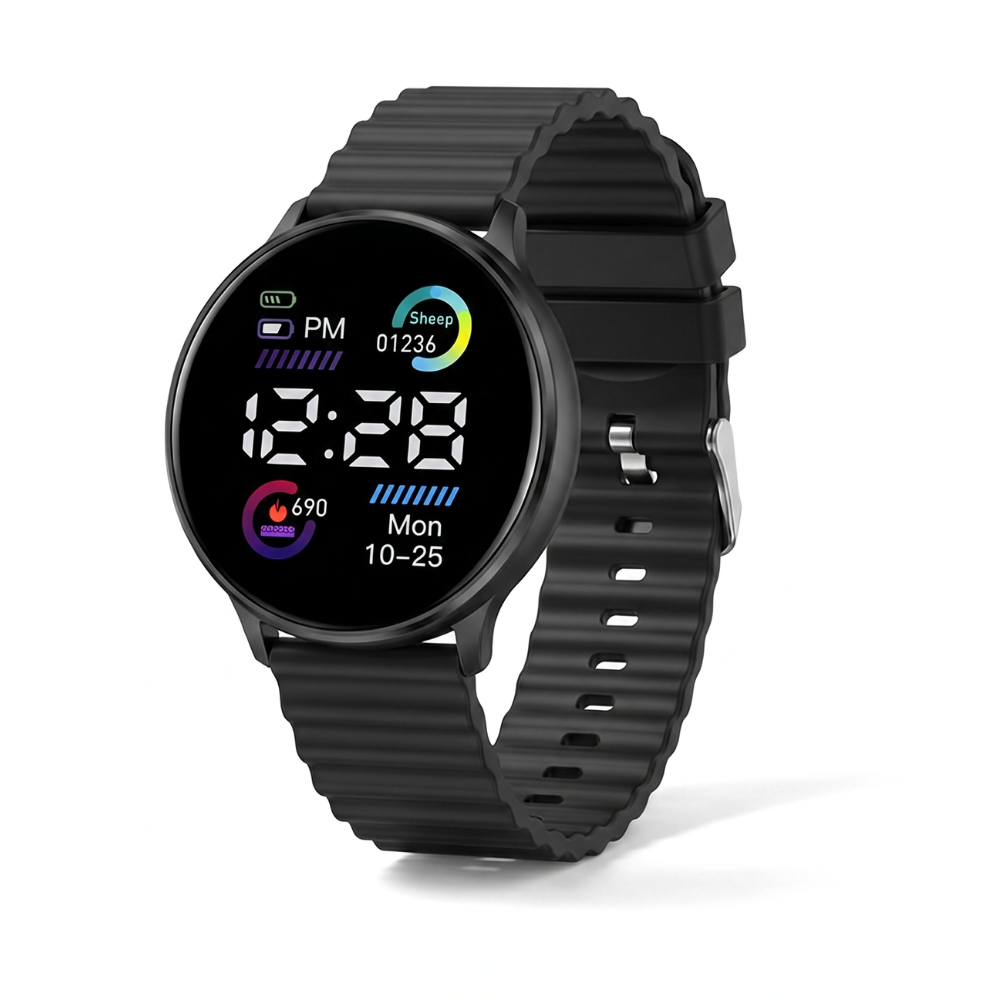 GlowFit – Rond LED Sporthorloge met Siliconen Band