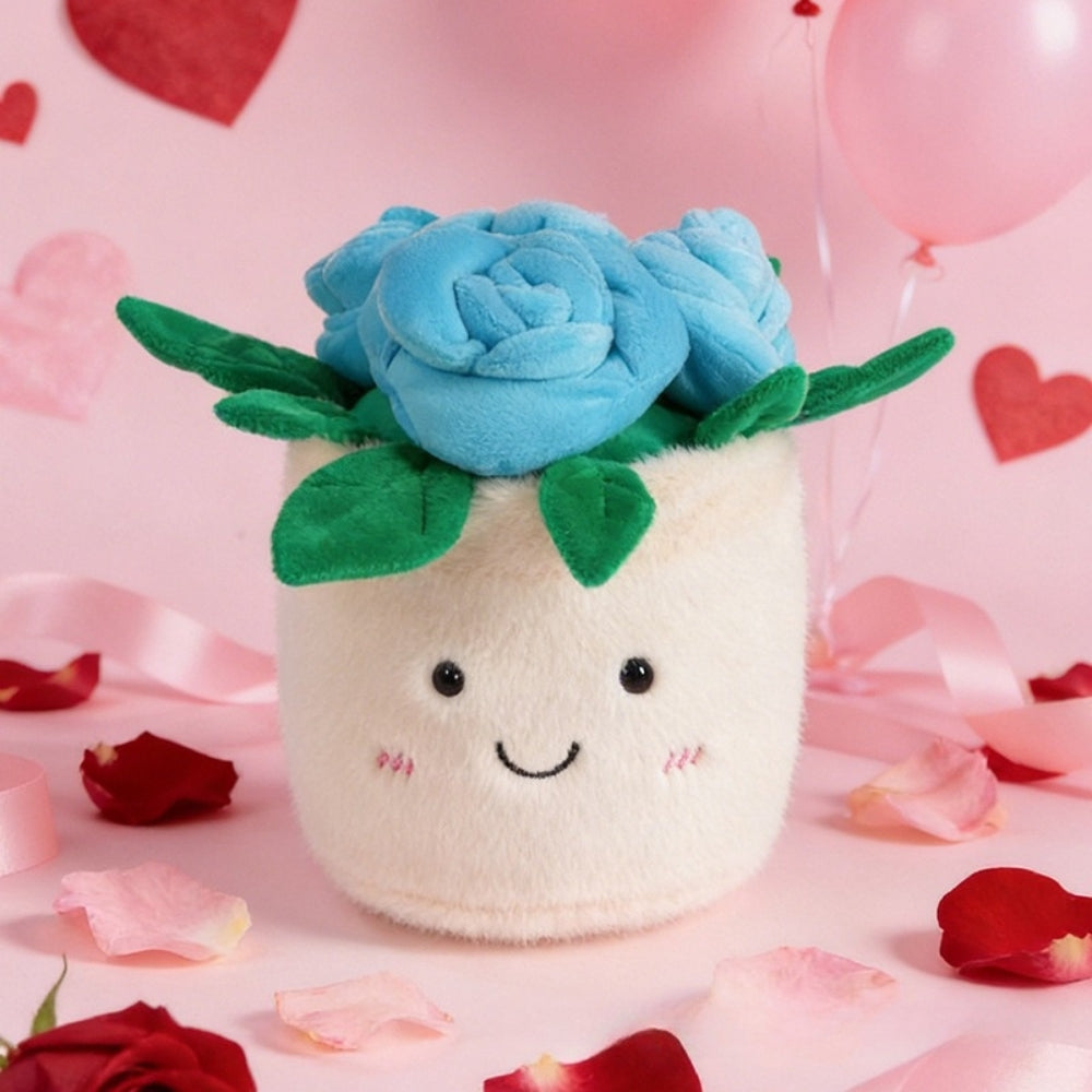 RoseBuddy – Pluche Roos in Glimlachende Bloempot