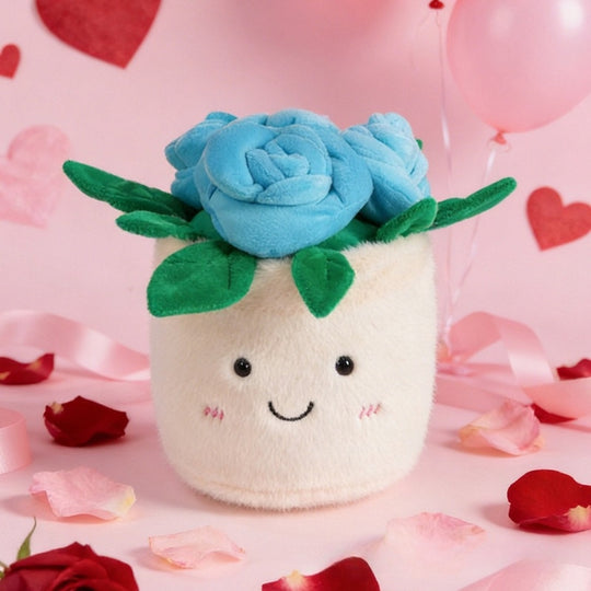 RoseBuddy – Pluche Roos in Glimlachende Bloempot