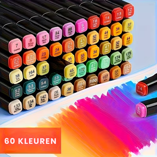 ColorMaster™ – 24/48/60/80 Dubbelzijdige Markers – Teken- & Sketch Pennen