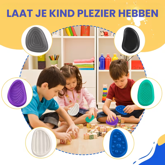 CalmiStone™ – 6/12-delig Sensorische Fidget Stenen Zachte Silicone Wobble Stones