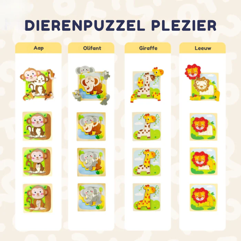 MiloMinds™ – Houten Chunky Puzzelset – Montessori Leer Speelgoed