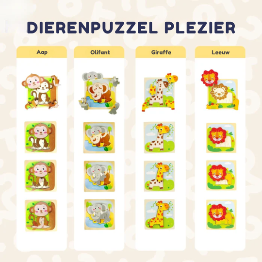 MiloMinds™ – Houten Chunky Puzzelset – Montessori Leer Speelgoed