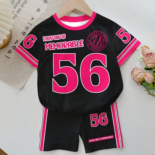 SunnyBloom – Jersey T-shirt met Shorts voor Meisjes