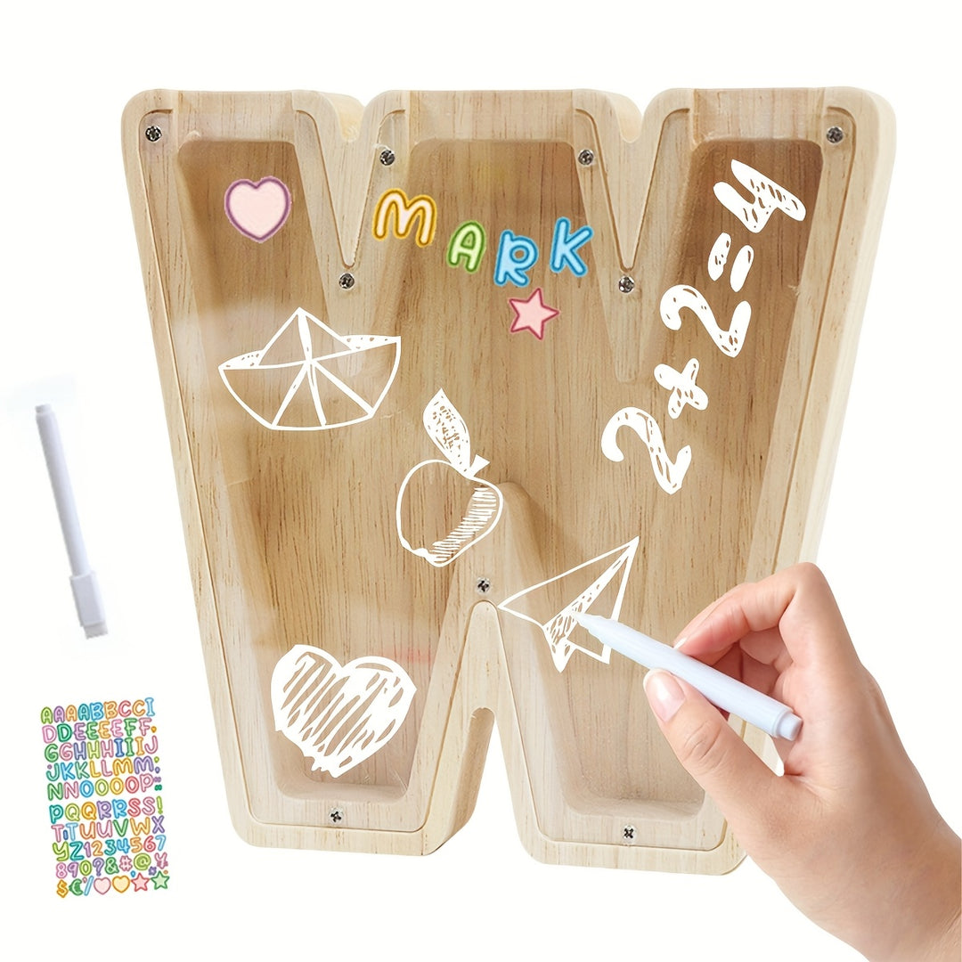 AlphaBank™ – Houten Spaarpot met Alfabet – Kleurrijk & Duurzaam