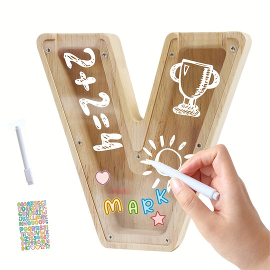 AlphaBank™ – Houten Spaarpot met Alfabet – Kleurrijk & Duurzaam