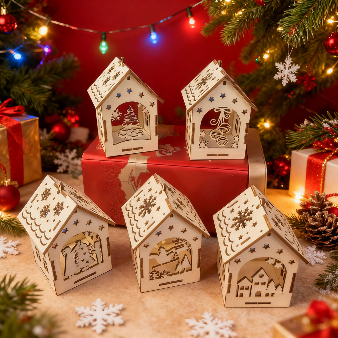 VillageCraft™ – 5-delige 3D Miniatuur Kerstdorp Bouwset