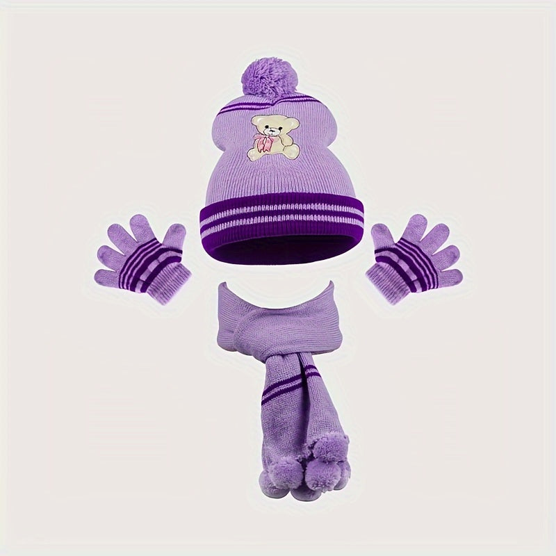 BearCozy™ – Meisjes 3-delige Winter Set – Sjaal, Muts & Handschoenen